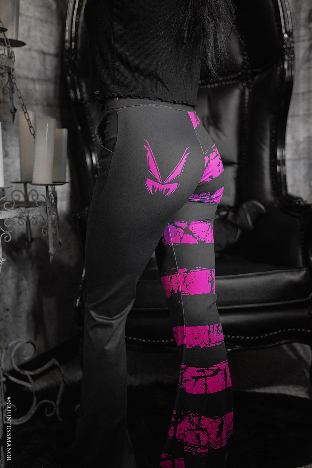 Pink Death Striped Split Flares [Pink/Black] - Image 3