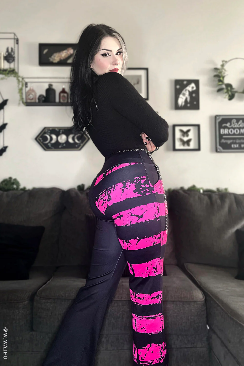 Pink Death Striped Split Flares [Pink/Black] - Image 5