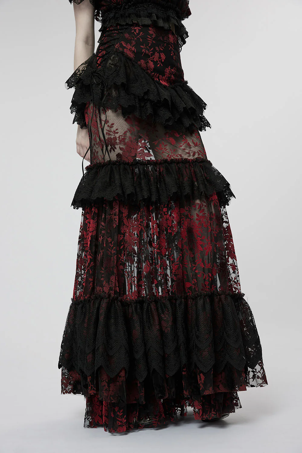 Primrose Mermaid Maxi Skirt [BLACK/RED] - Image 2