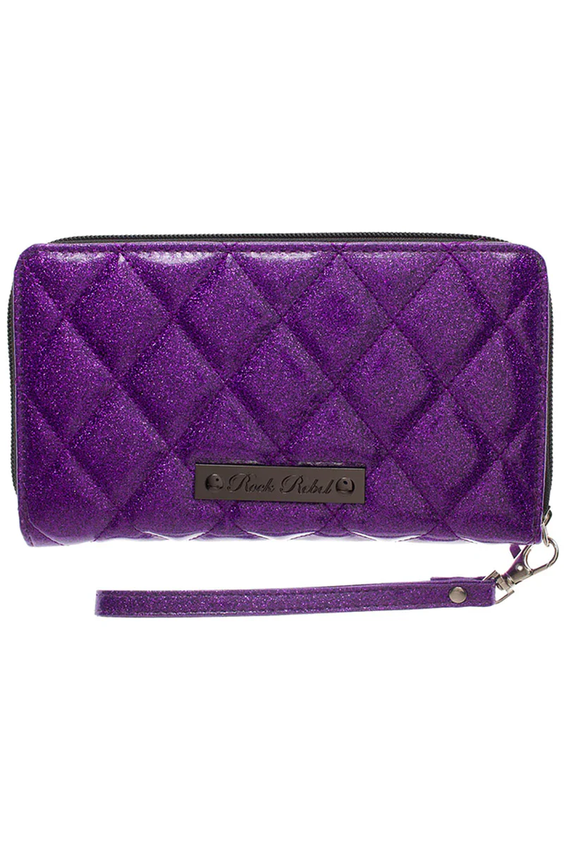 Purple Glitter Studded Bats Wallet - Image 2