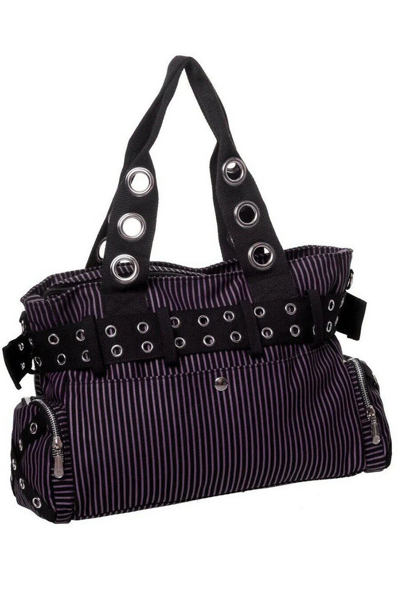 Purple Prison Stripes Handcuff Handbag [BLACK/PURPLE] - Image 2