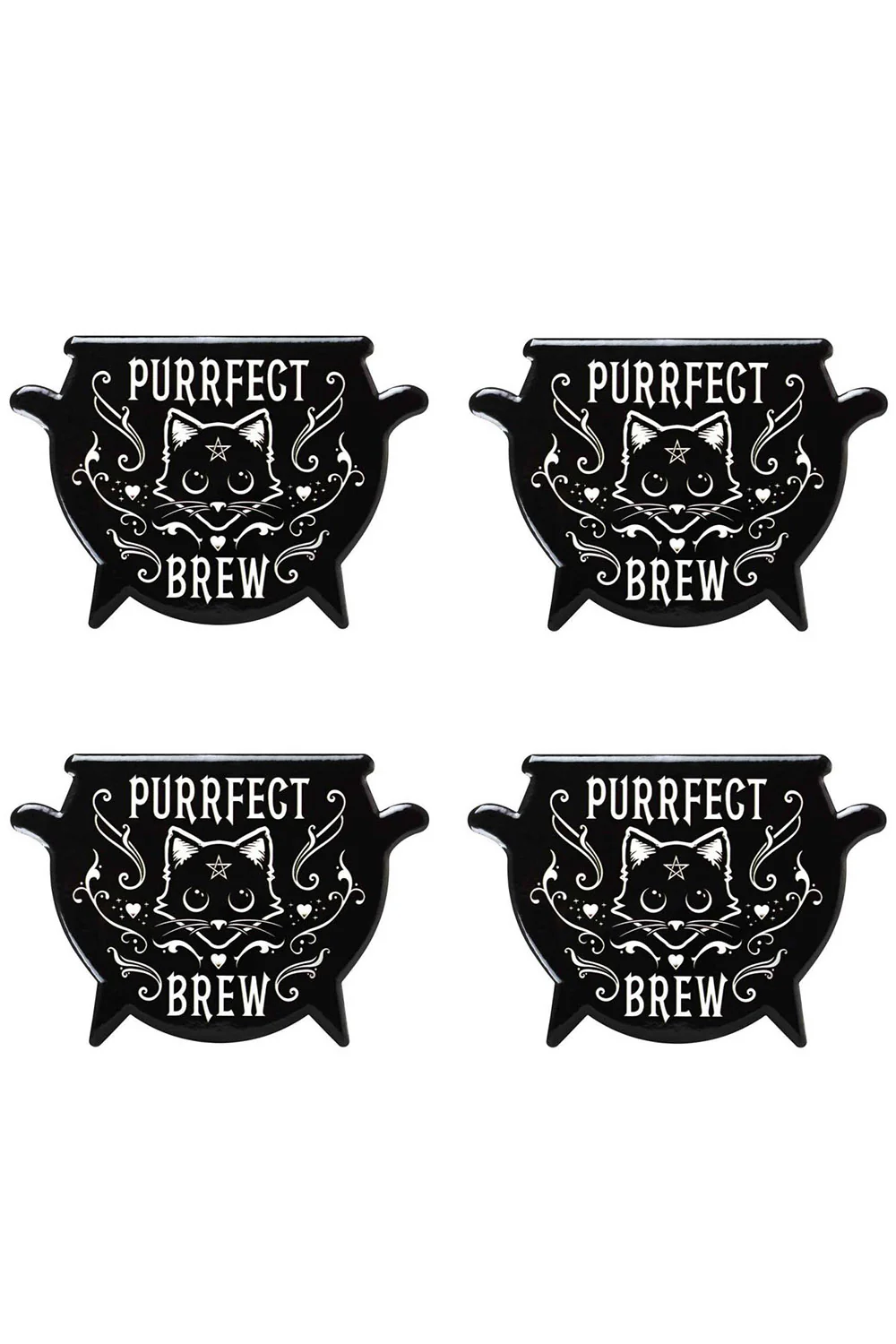 Purrfect Brew Cauldron Coaster Set