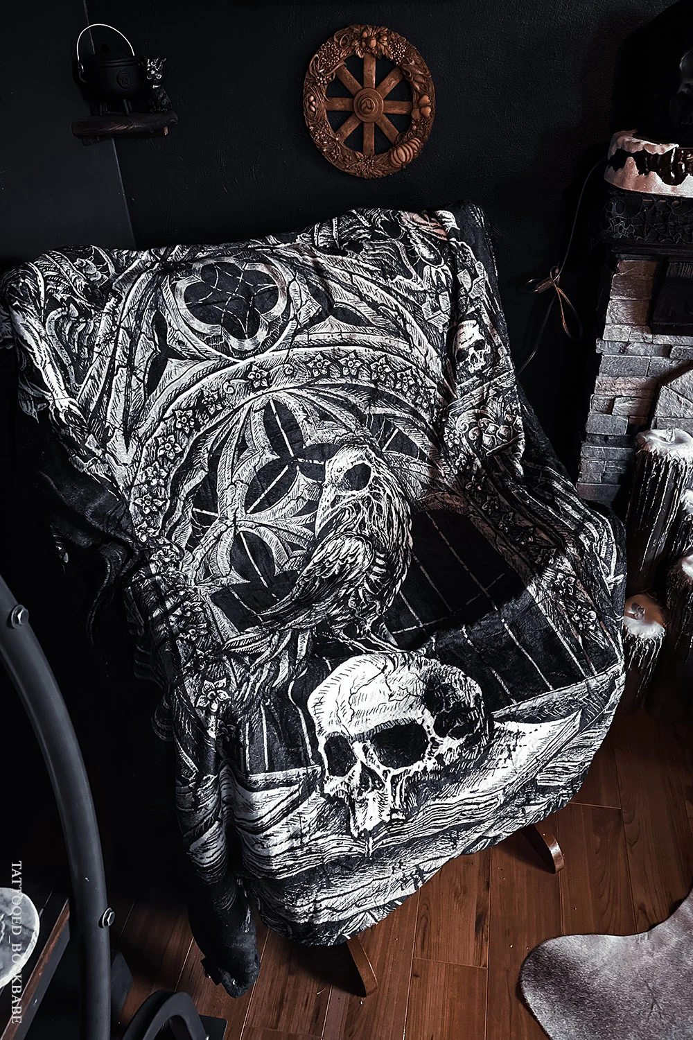 Quoth The Raven Throw Blanket [Gray]