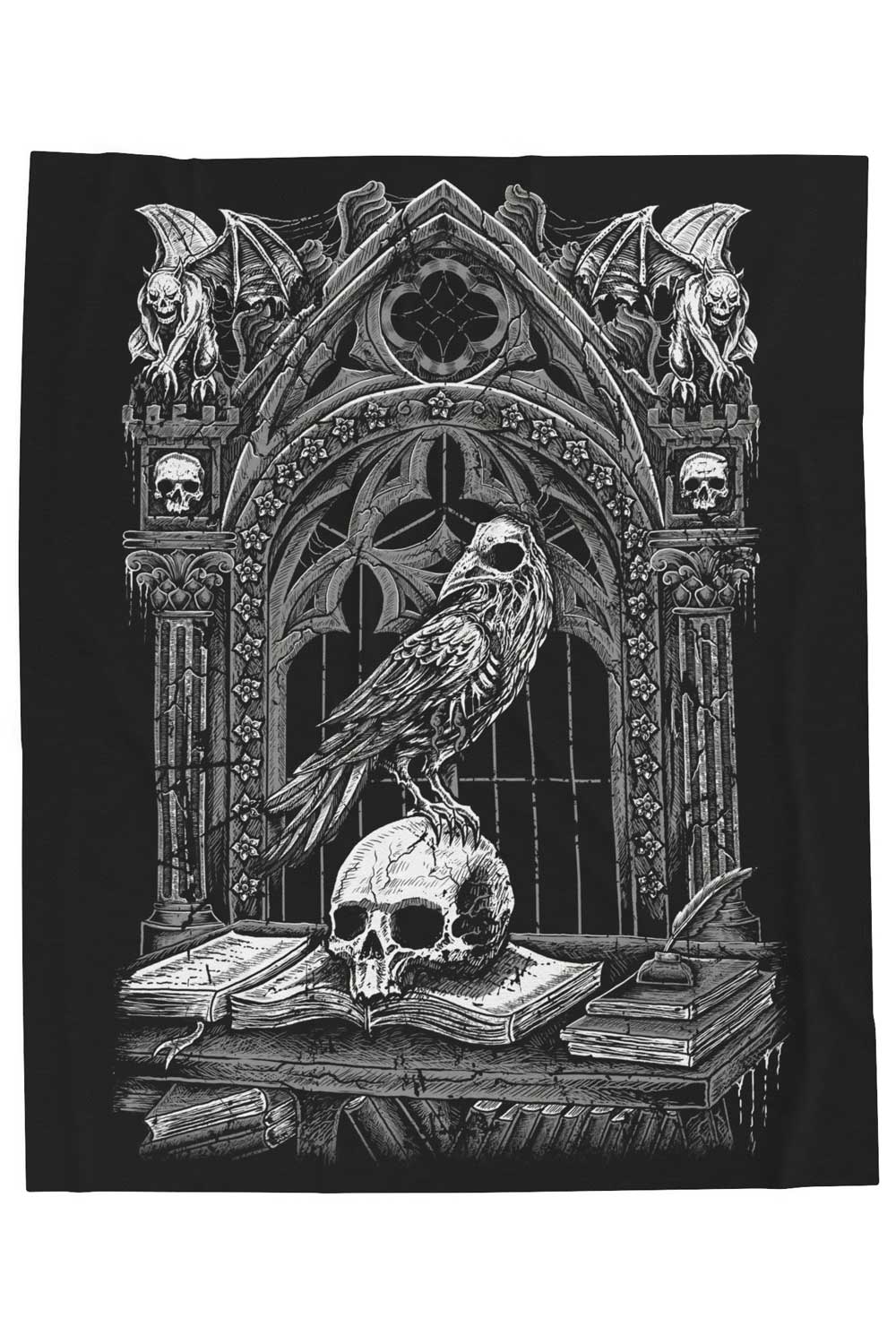 Quoth The Raven Throw Blanket [Gray] - Image 2