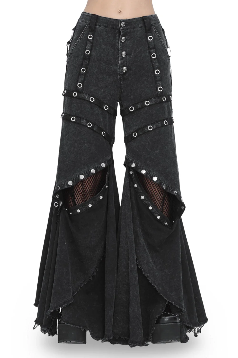 Ragged Boho Goth Wide Leg Flares - Image 2