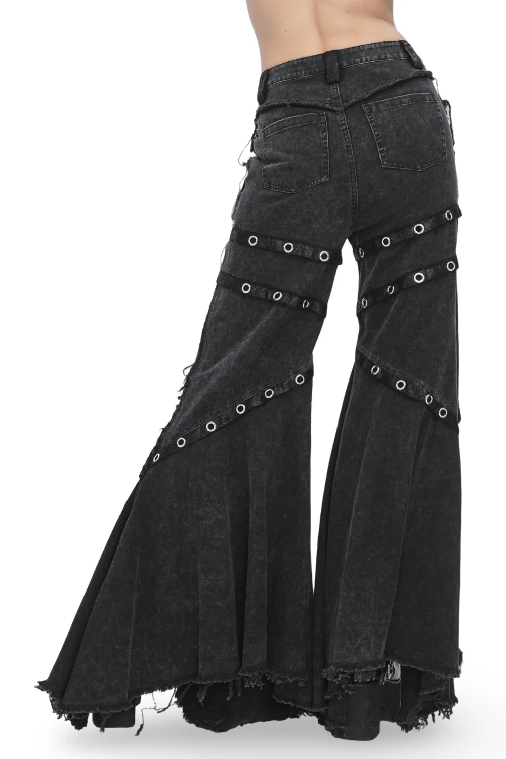 Ragged Boho Goth Wide Leg Flares - Image 5