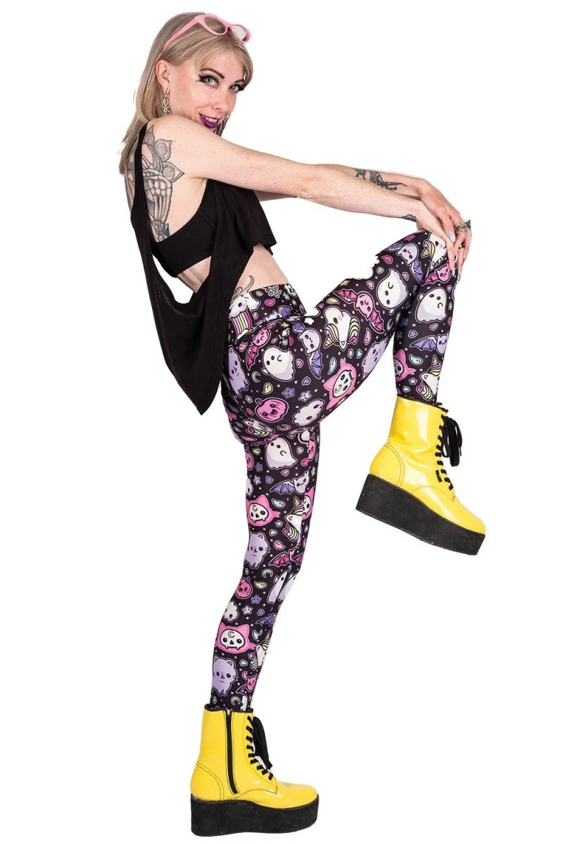 Rainbows And Unicorns Kawaii High Waist Leggings - Image 5