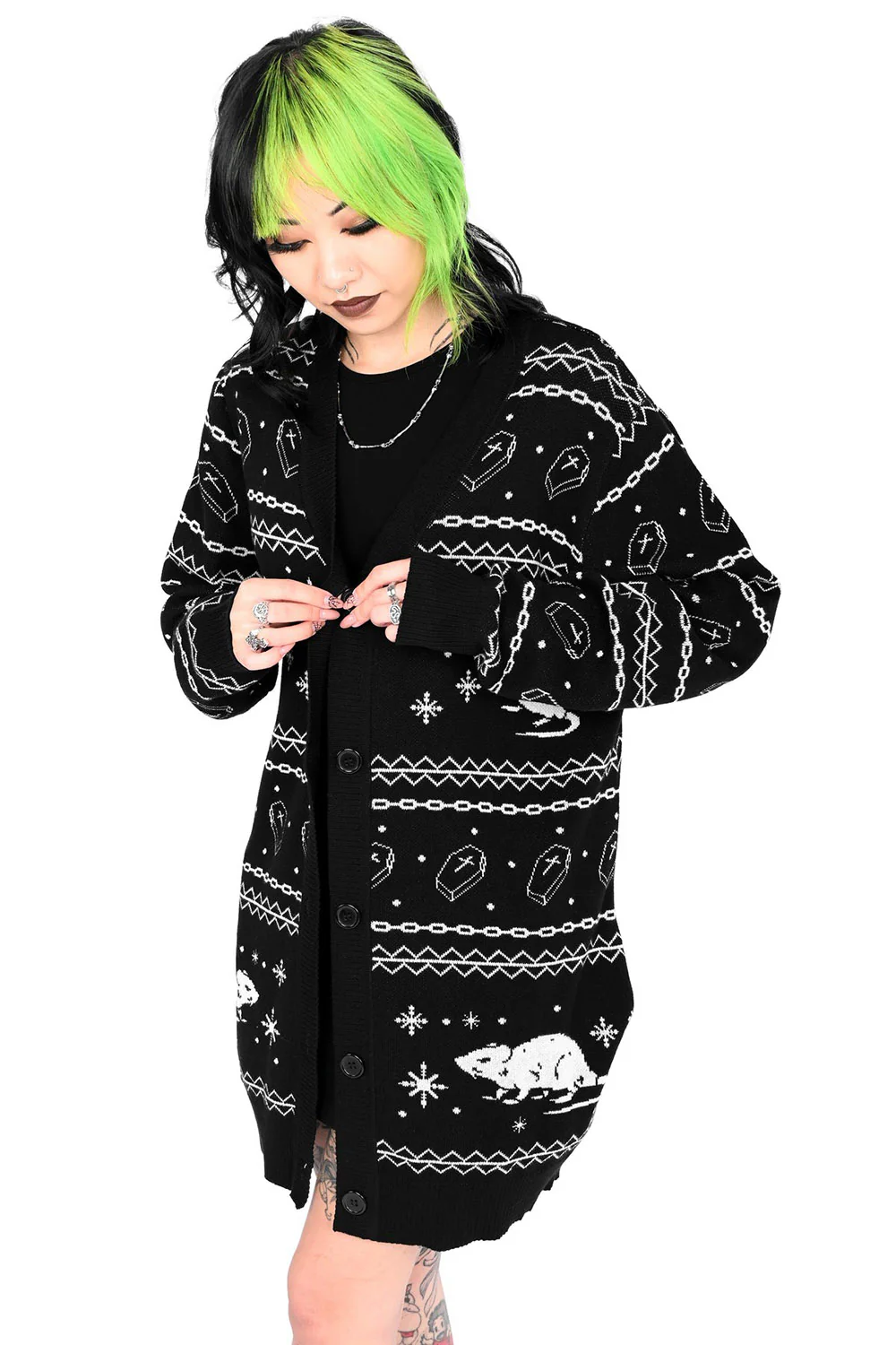 Rat Button Up Holiday Cardigan