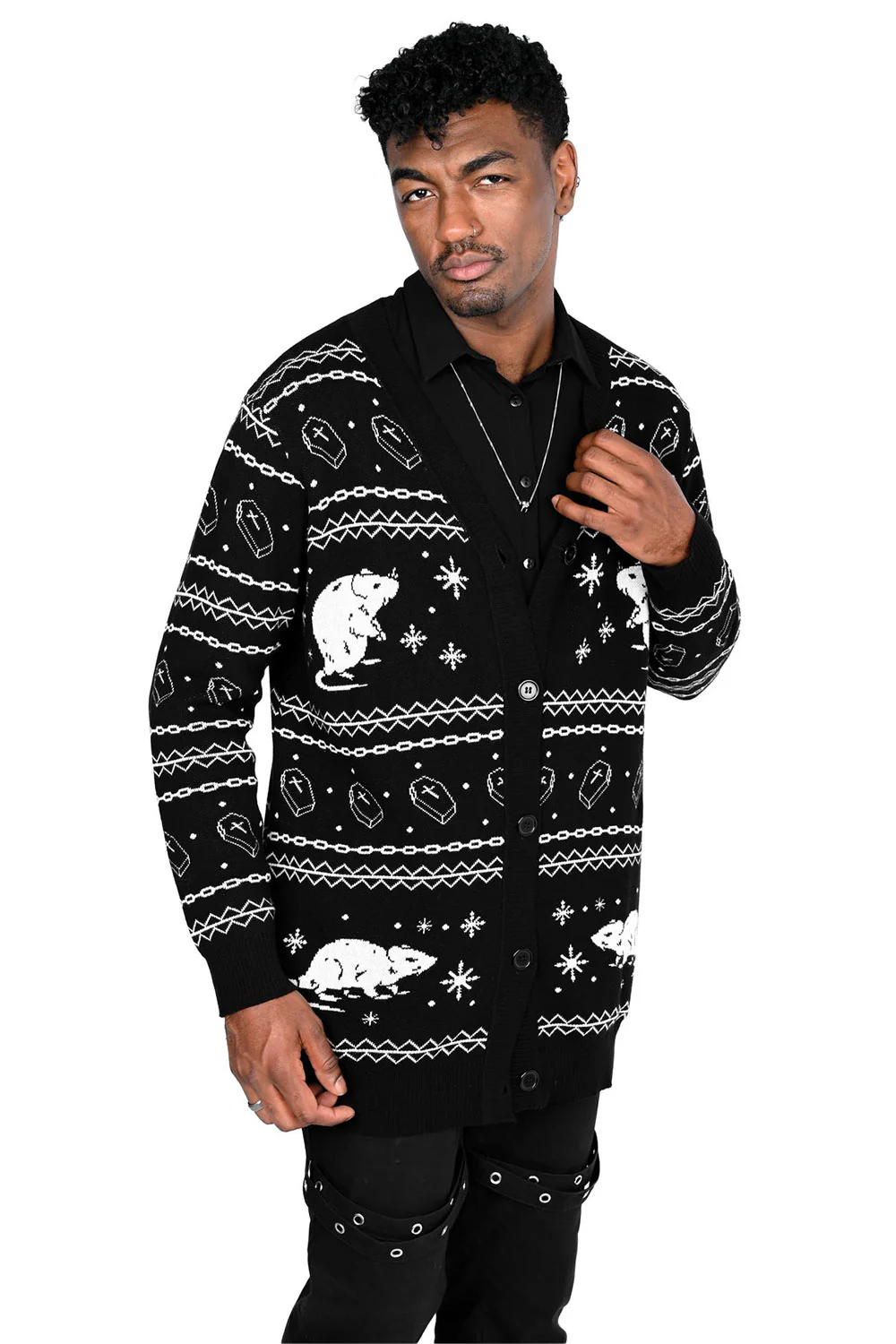 Rat Button Up Holiday Cardigan - Image 3