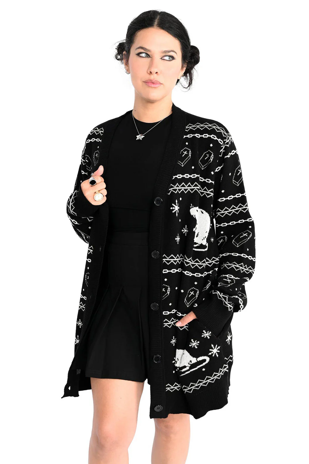 Rat Button Up Holiday Cardigan - Image 4