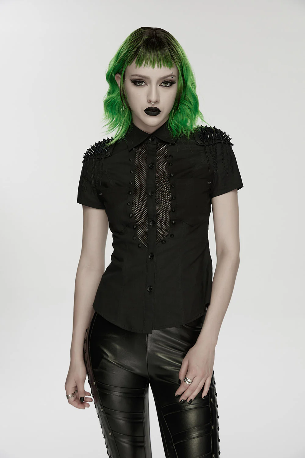 Raven Claws Top with Spiked Shoulder Epaulets