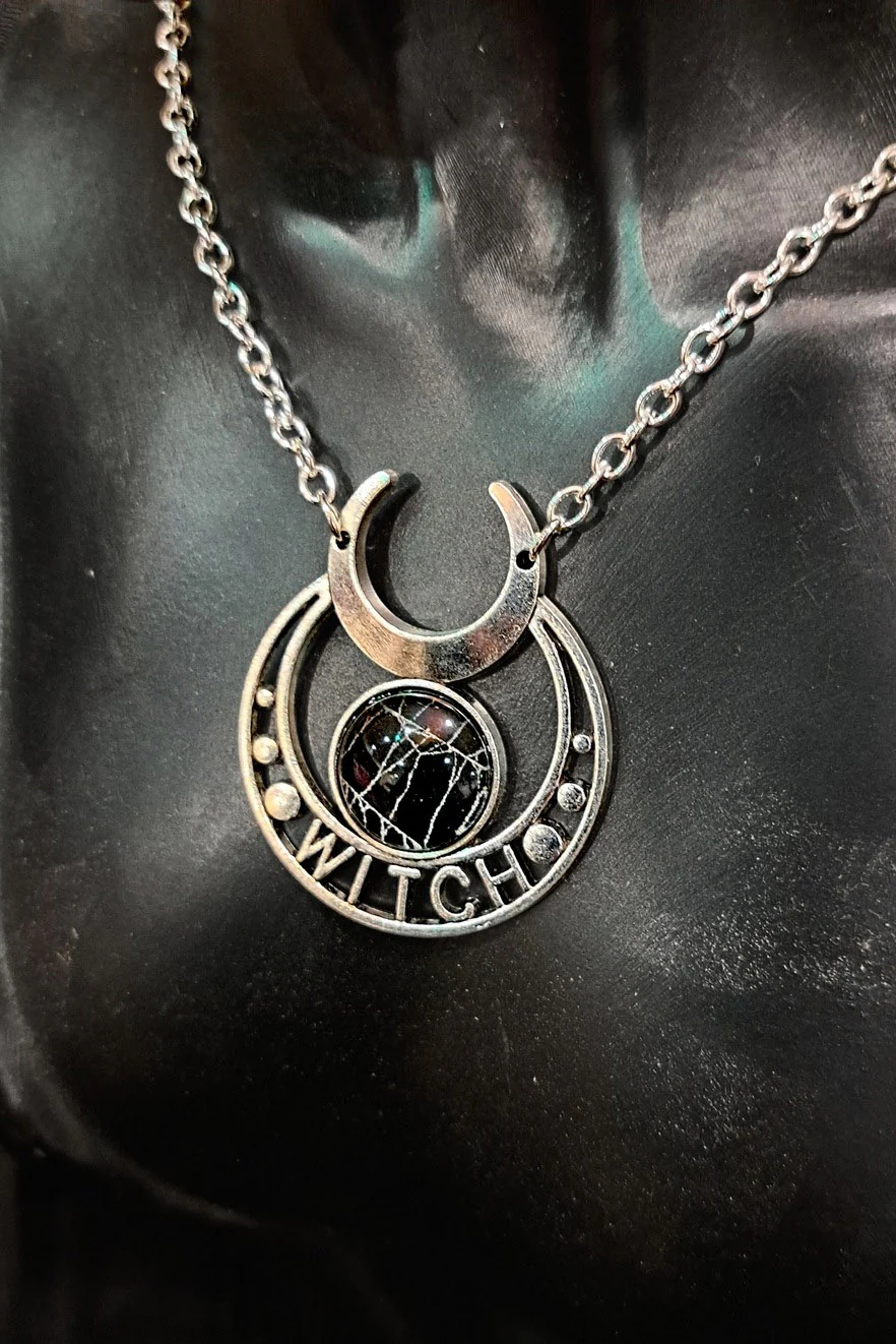 Real Spiderweb Witch Cabochon Necklace - Image 3