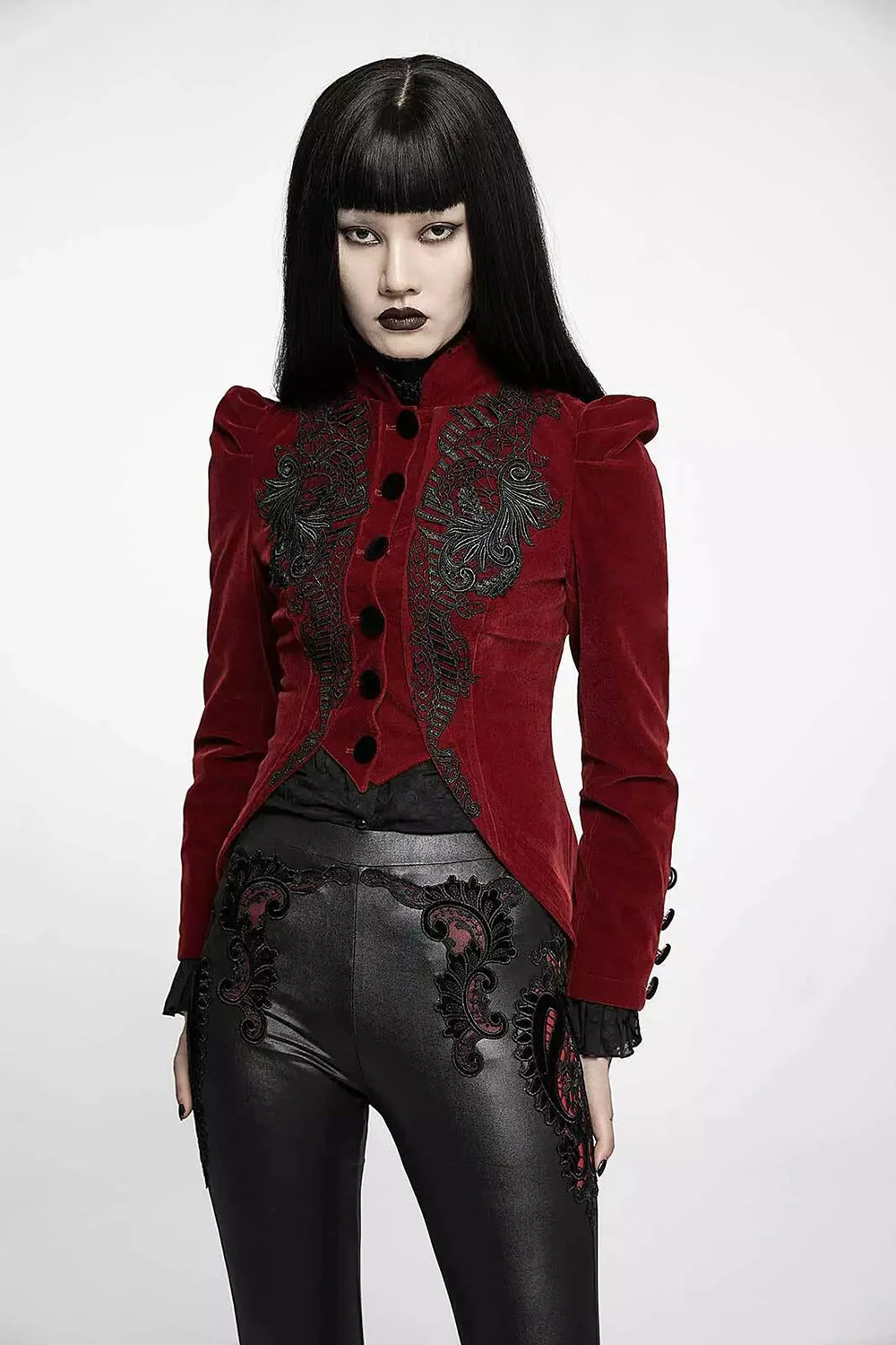 Red Death Victorian Goth Cropped Coat - Image 3