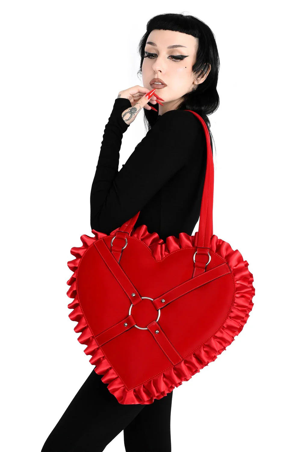 Red PVC Heart Tote - Image 2