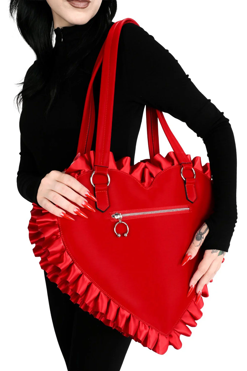 Red PVC Heart Tote - Image 5
