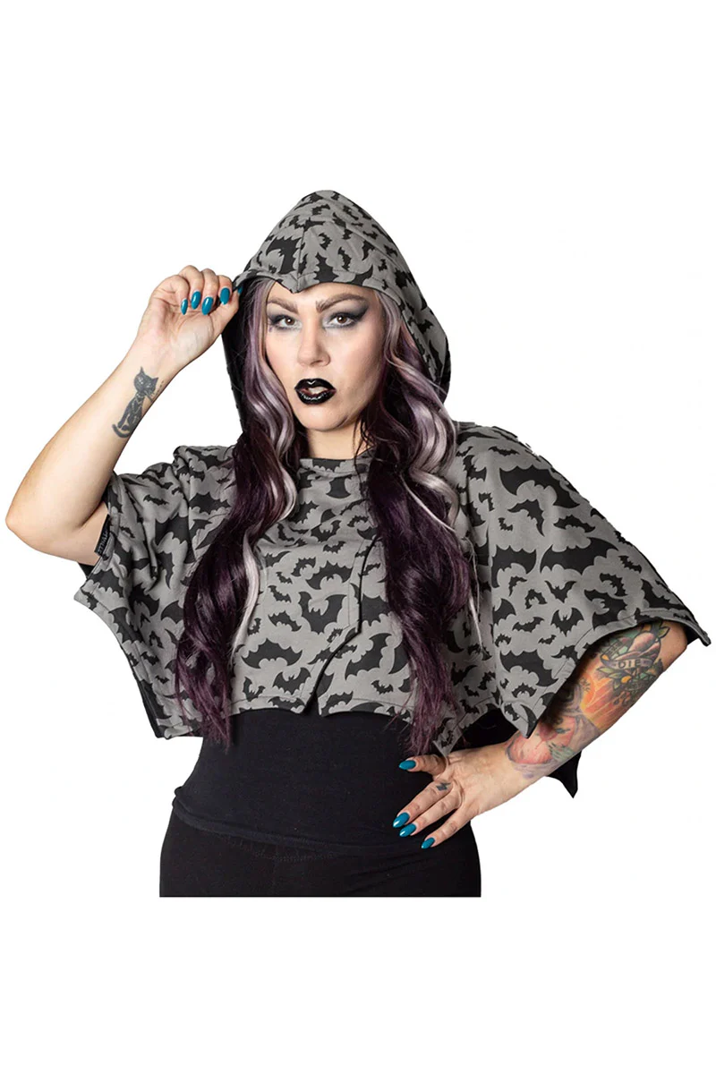 Reversible Bat Wing Grey Cape - Image 2