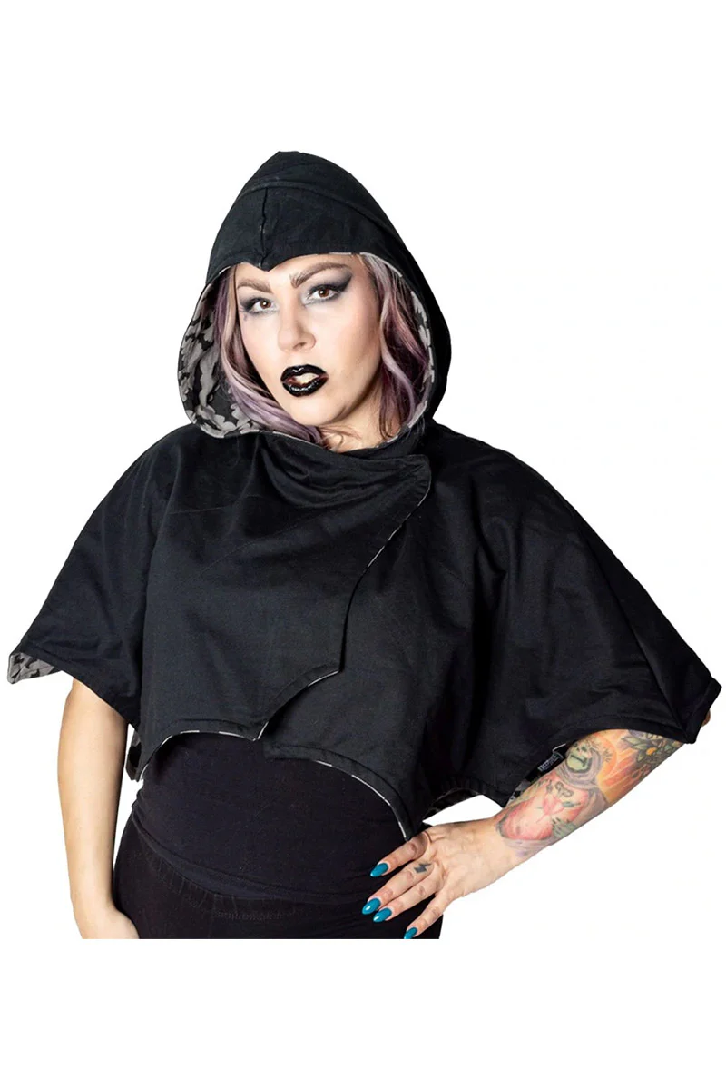 Reversible Bat Wing Grey Cape - Image 4