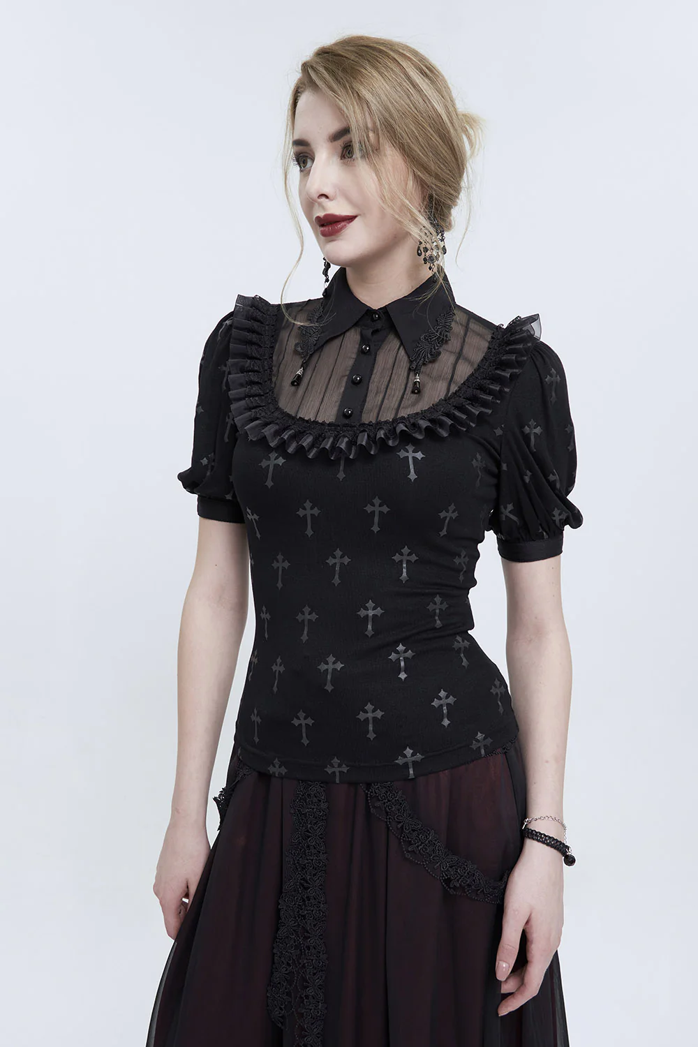 Romantic Goth Ruffled Top - Image 2