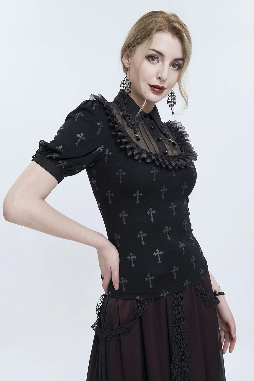 Romantic Goth Ruffled Top - Image 3