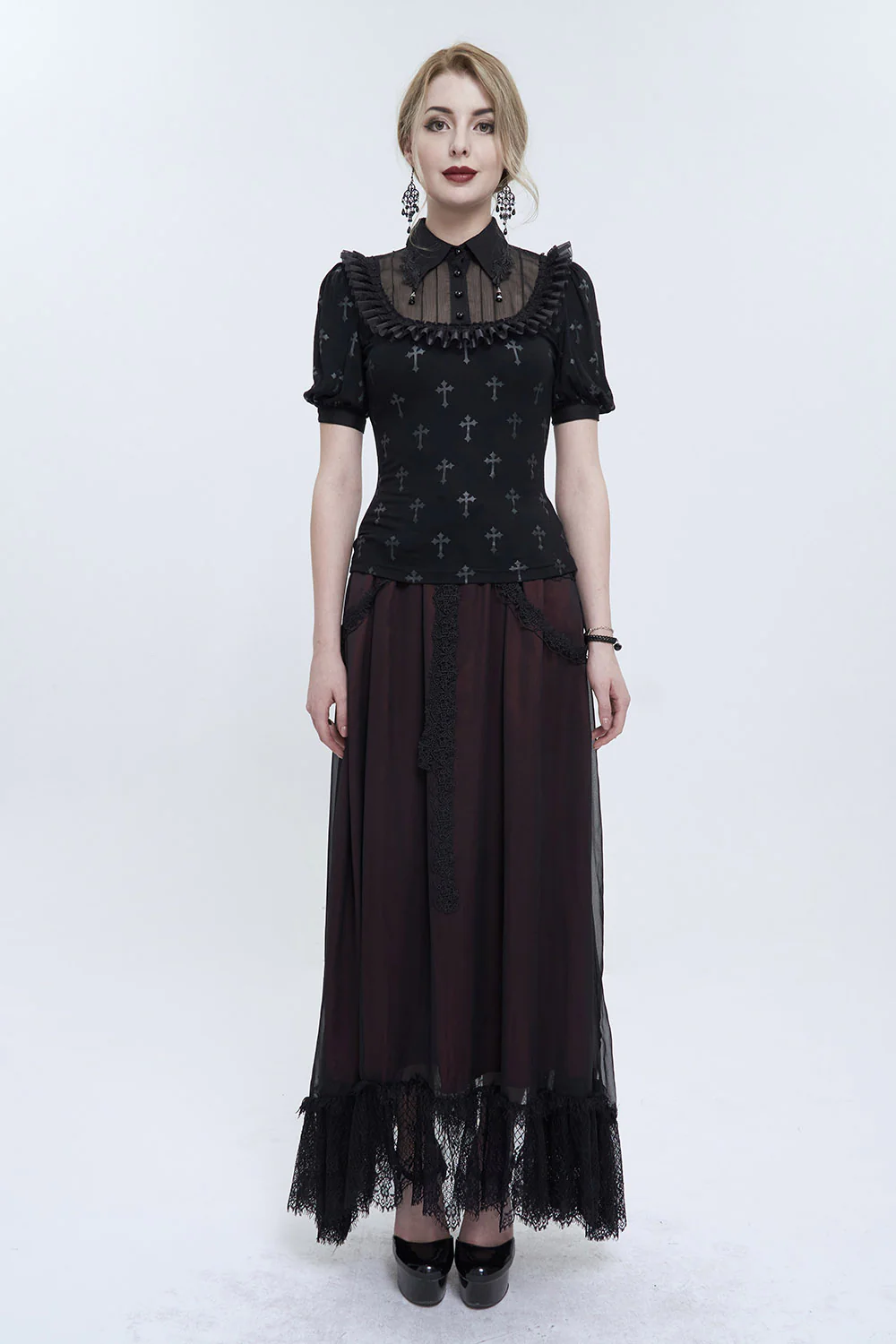 Romantic Goth Ruffled Top - Image 4