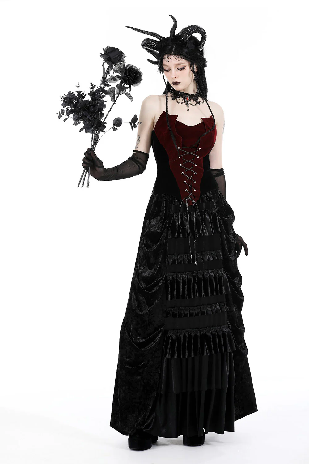 Romantic Goth Velvet Corset Top - Image 2