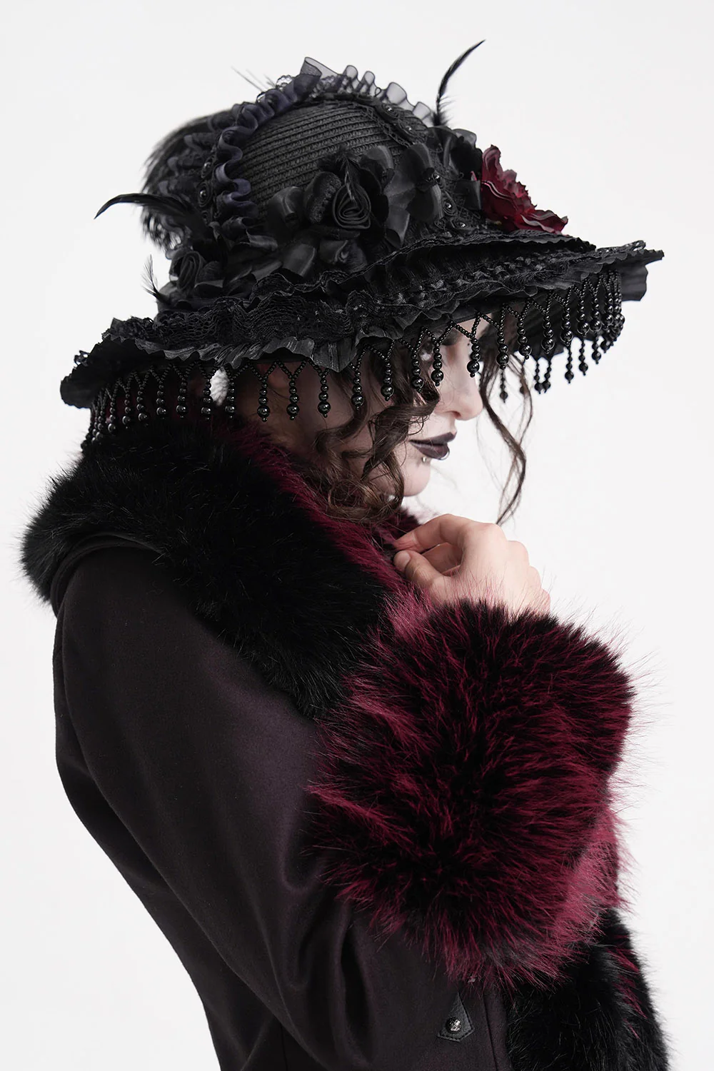 Rose Funeral Victorian Hat - Image 4