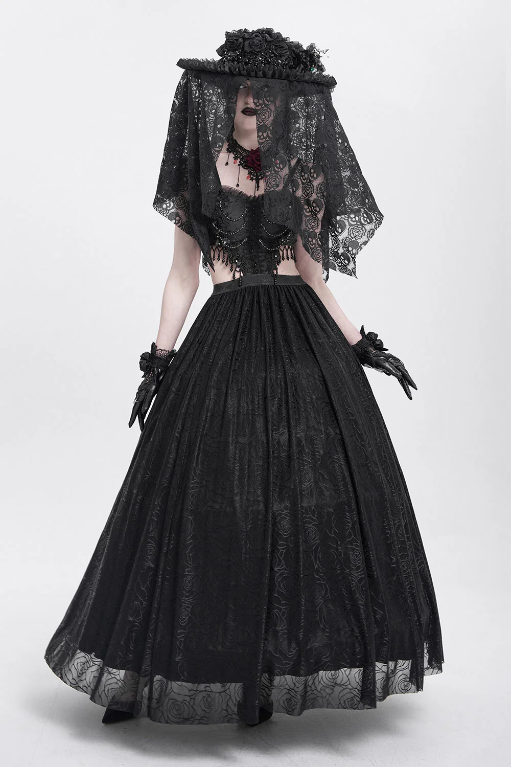 Rosegarden Funeral Veiled Hat - Image 6
