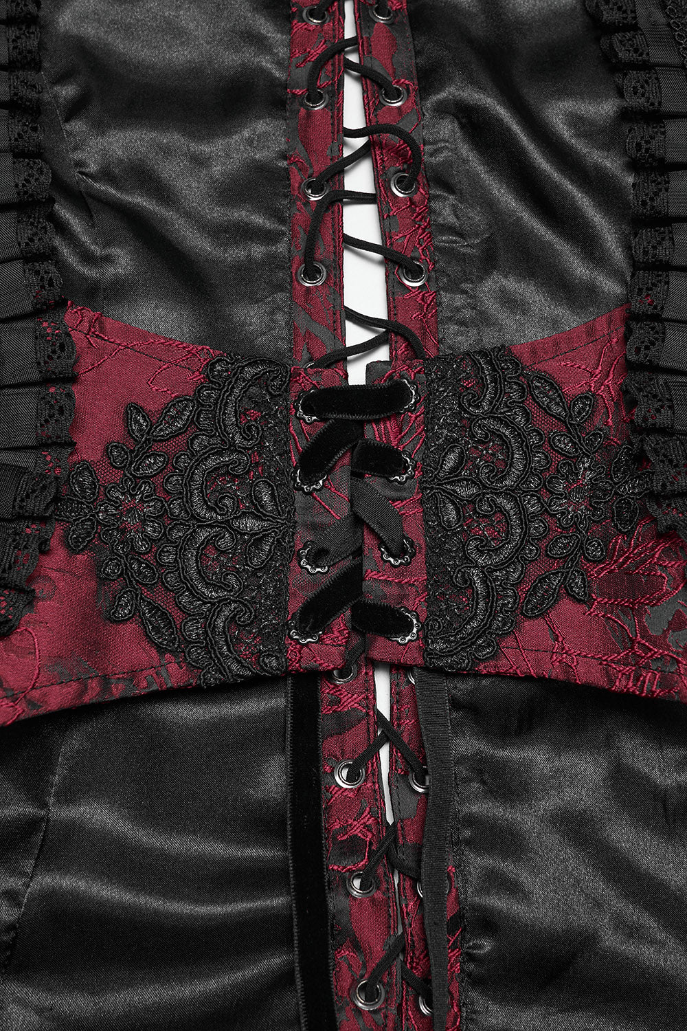 Roselace Ruffle Corset [Cabernet Red] - Image 11