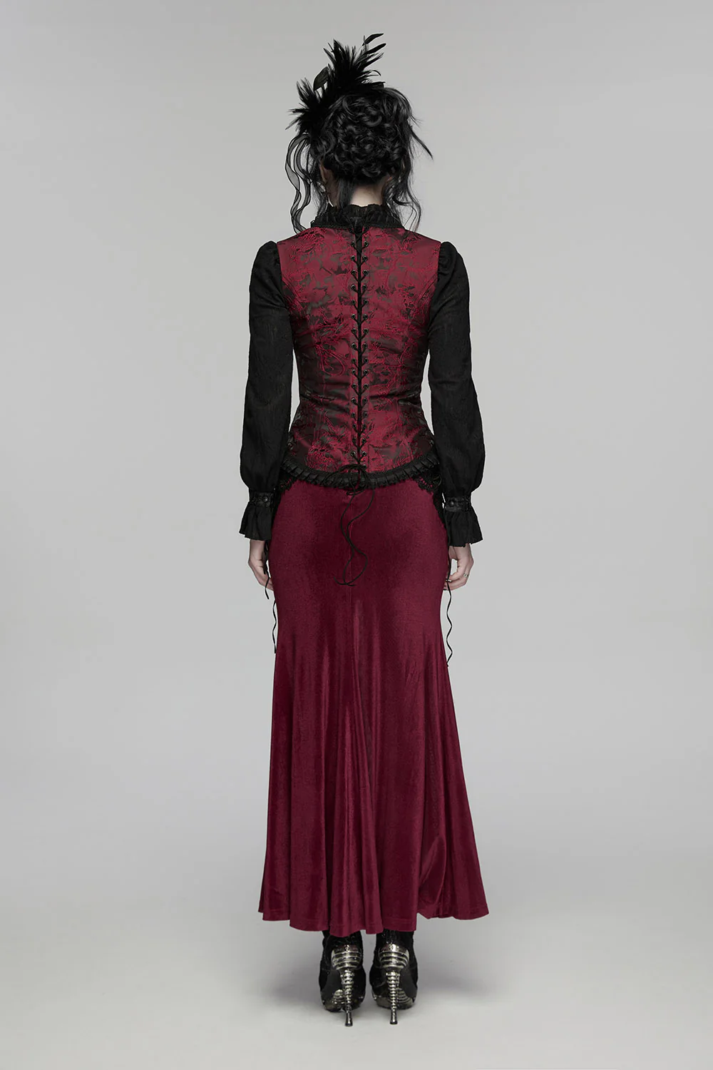 Roselace Ruffle Corset [Cabernet Red] - Image 4