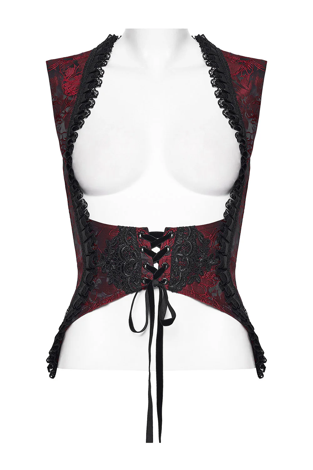 Roselace Ruffle Corset [Cabernet Red] - Image 7