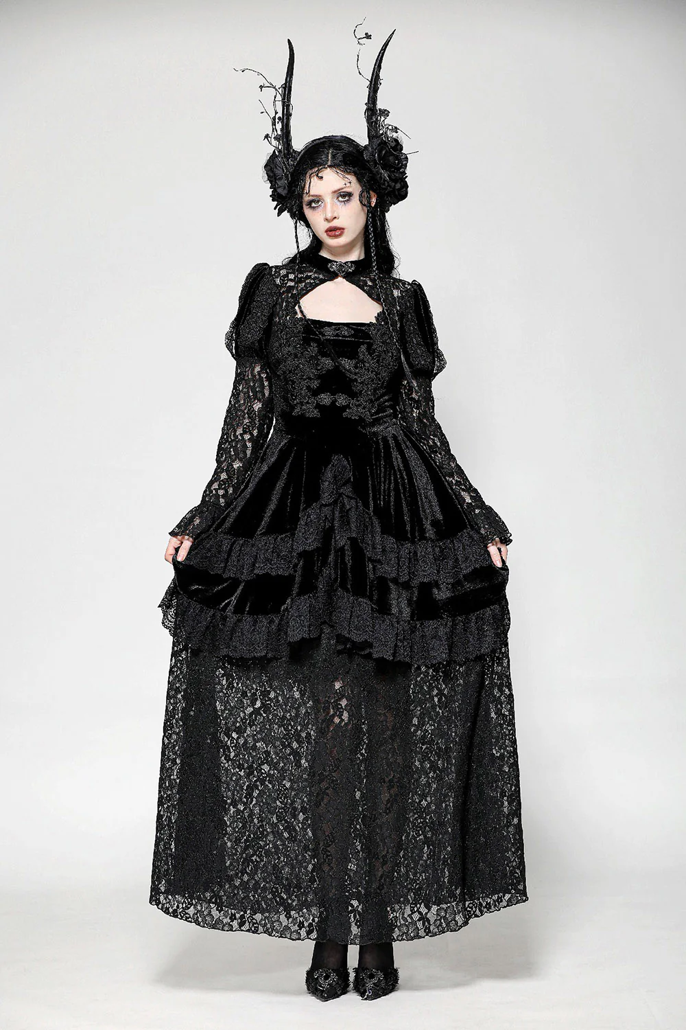 Royalcore Layered Dark Princess Dress - Image 4