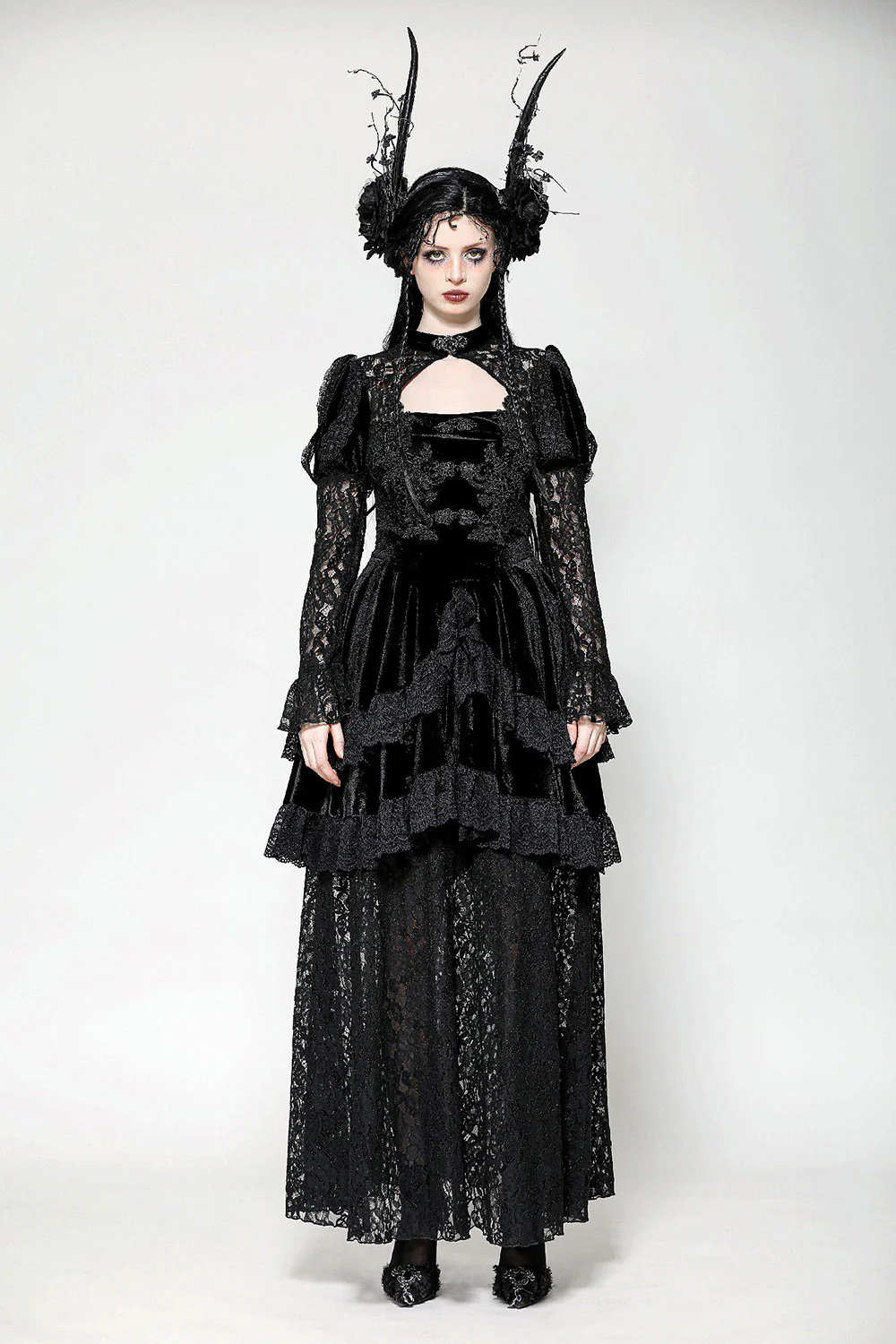 Royalcore Layered Dark Princess Dress - Image 7