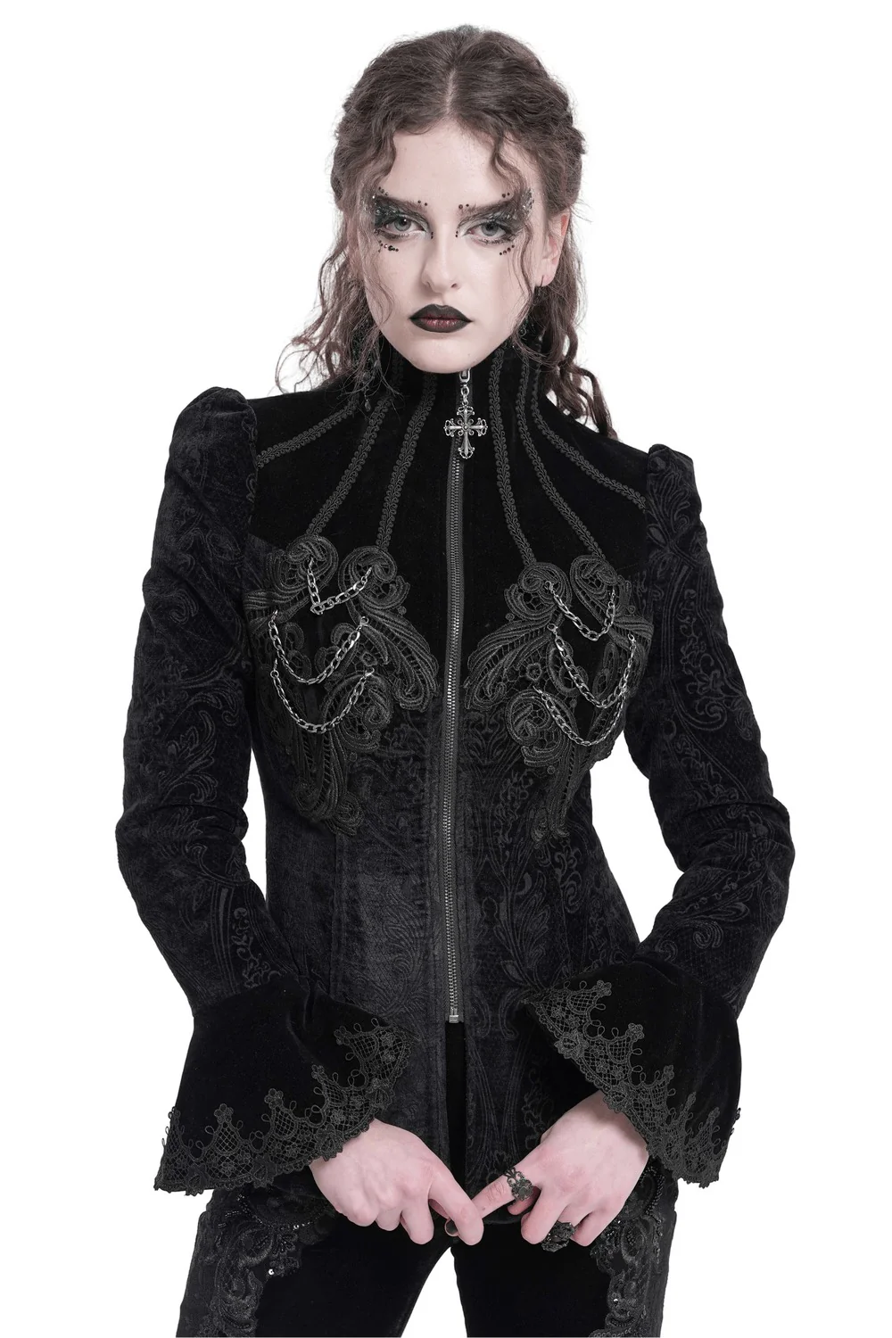 Royalcore Puffed Shoulder Embroidered Jacket