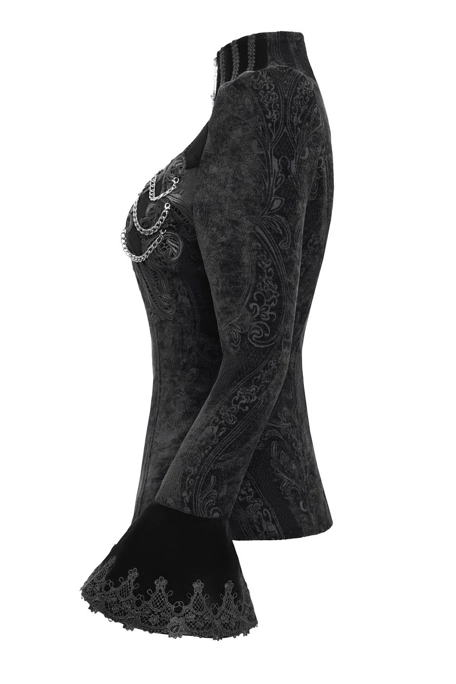 Royalcore Puffed Shoulder Embroidered Jacket - Image 8