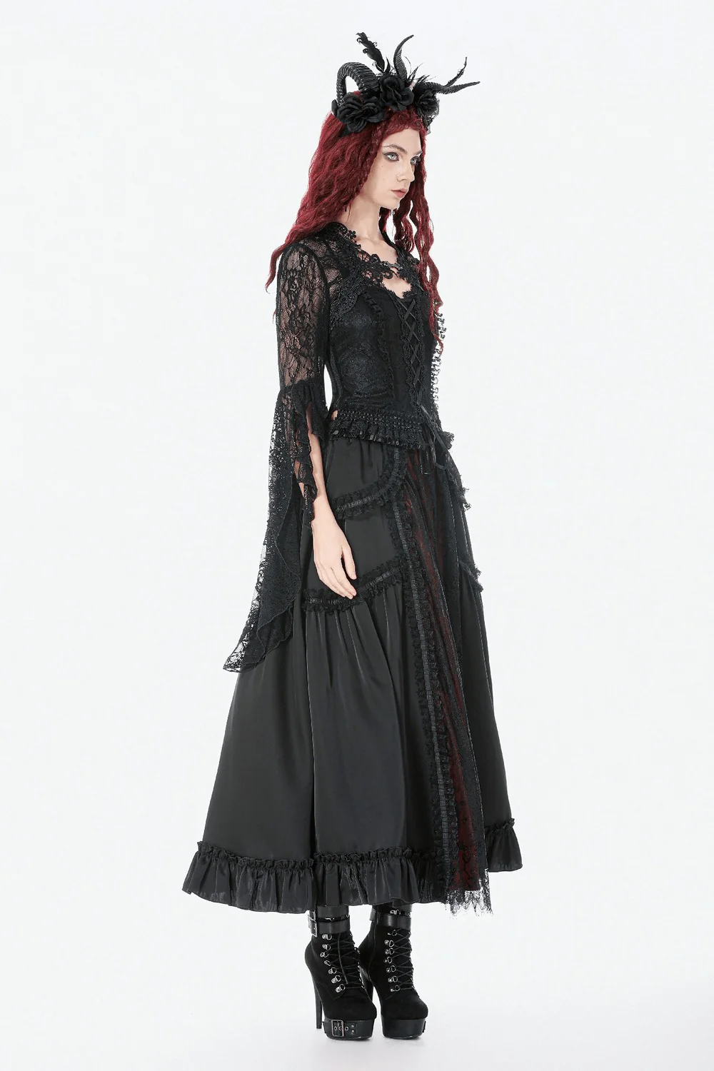 Rubied Roses Lace Skirt [Red] - Image 6