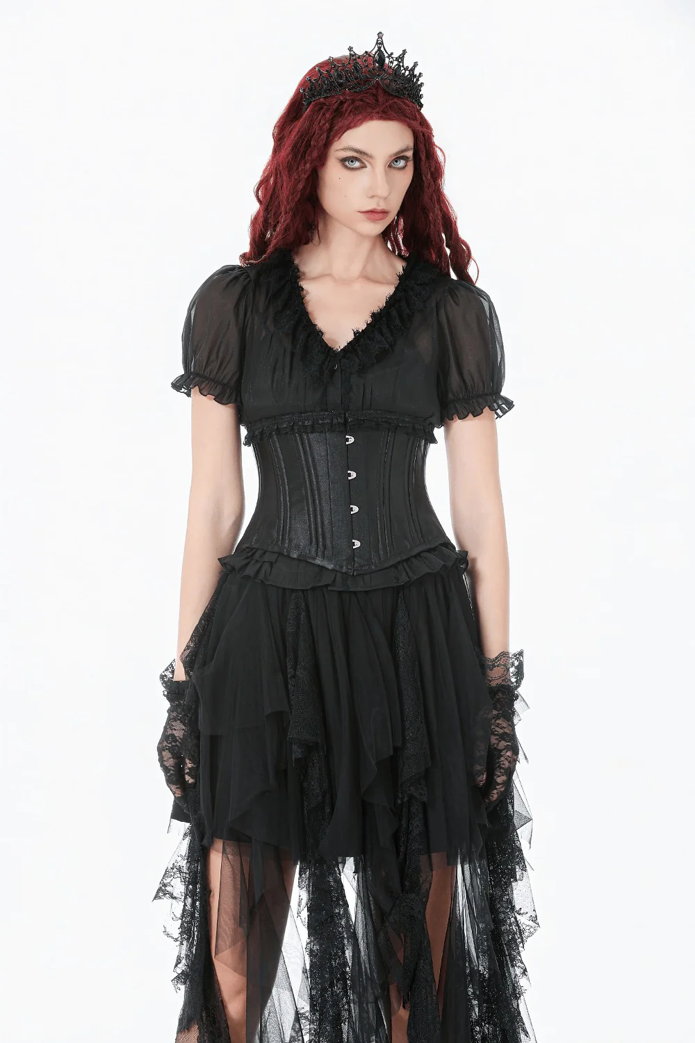 Satin Boudoir Ruffle Corset - Image 2
