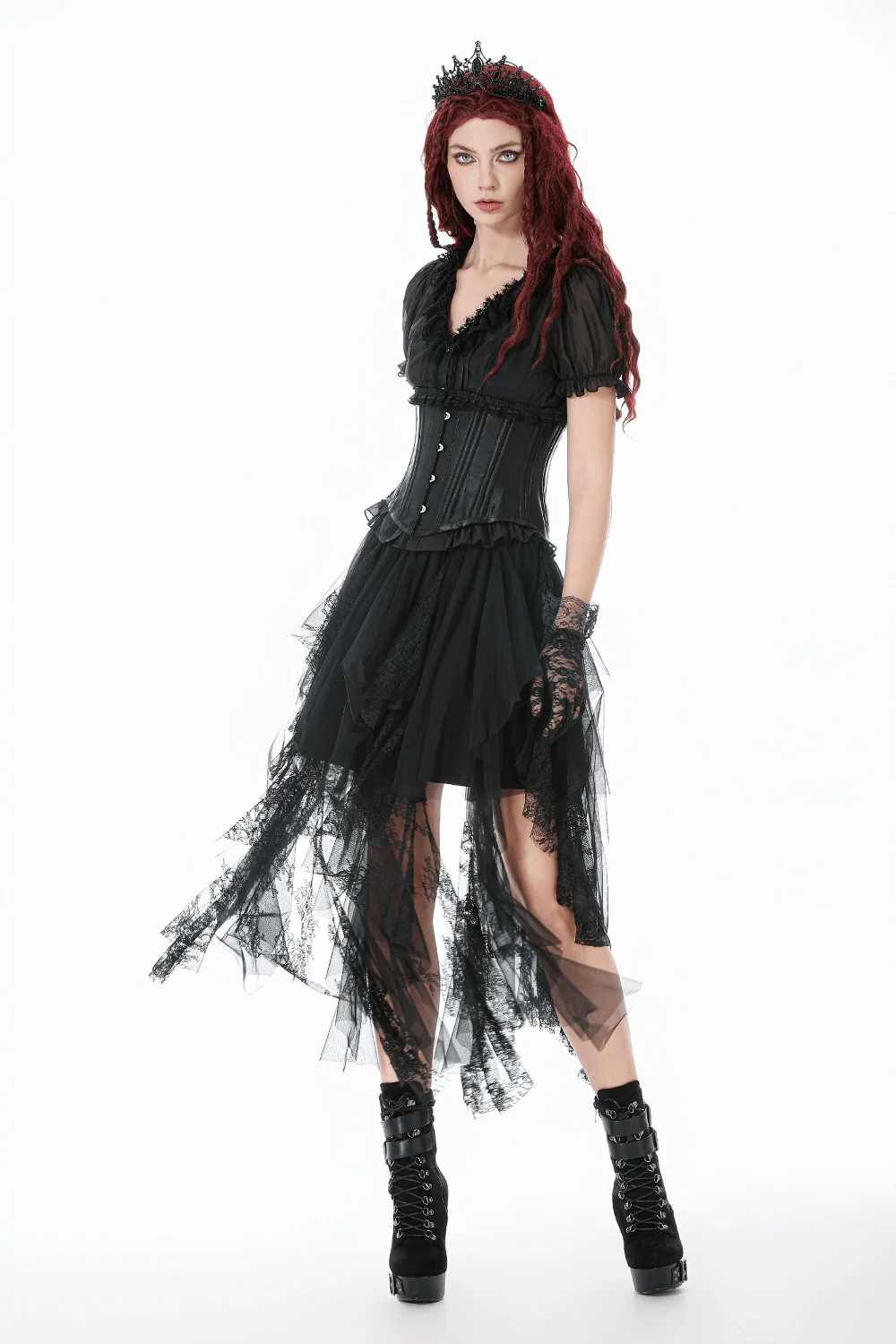 Satin Boudoir Ruffle Corset - Image 5