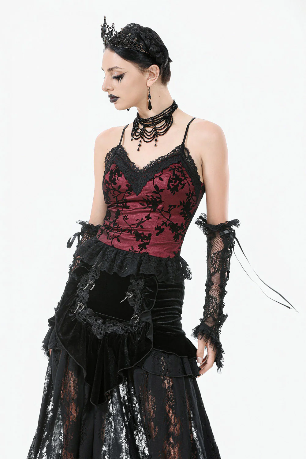 Scarlet Bloom Lace Tank Top - Image 8
