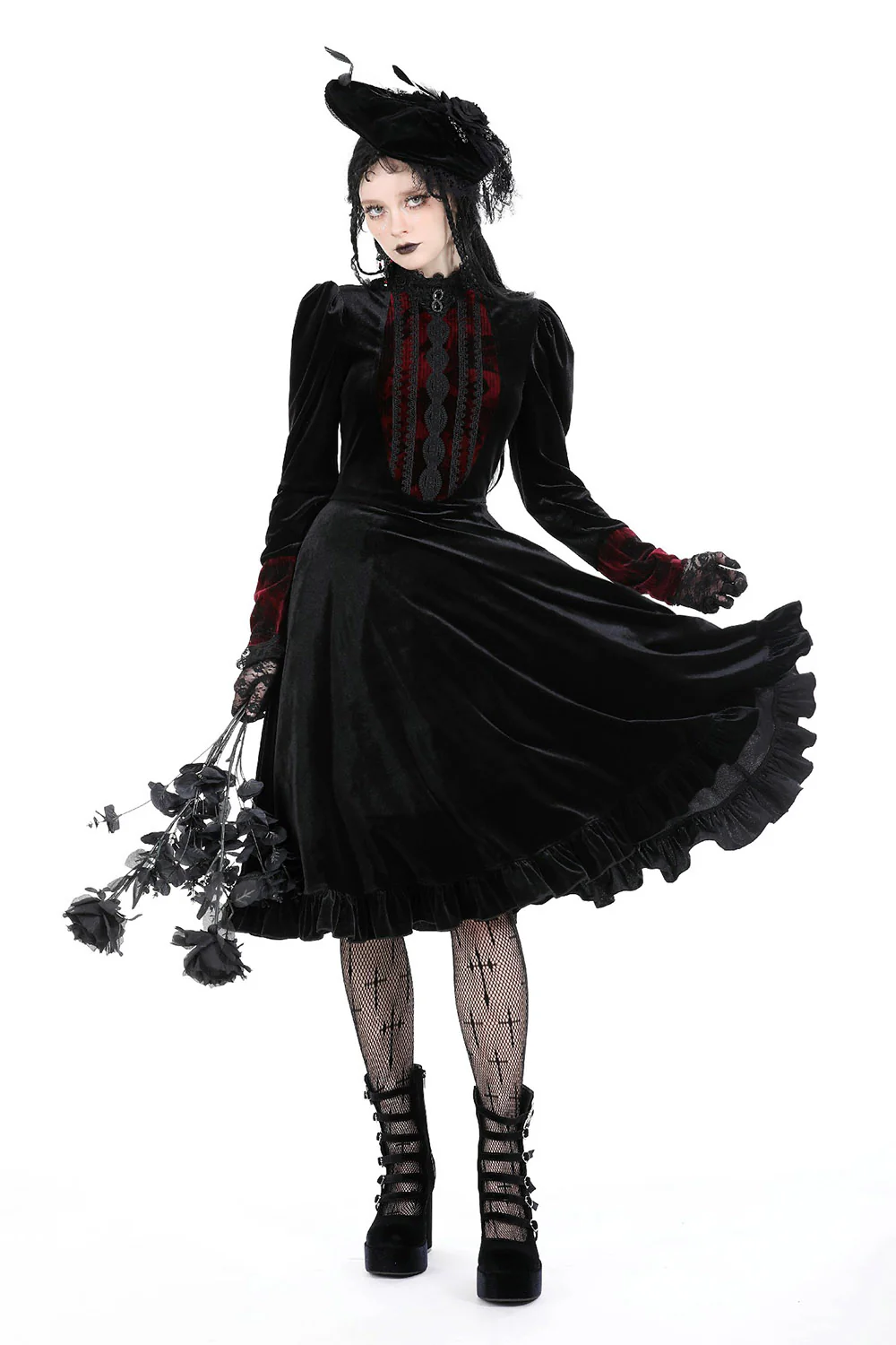 Scarlet Scars Velvet Midi Dress