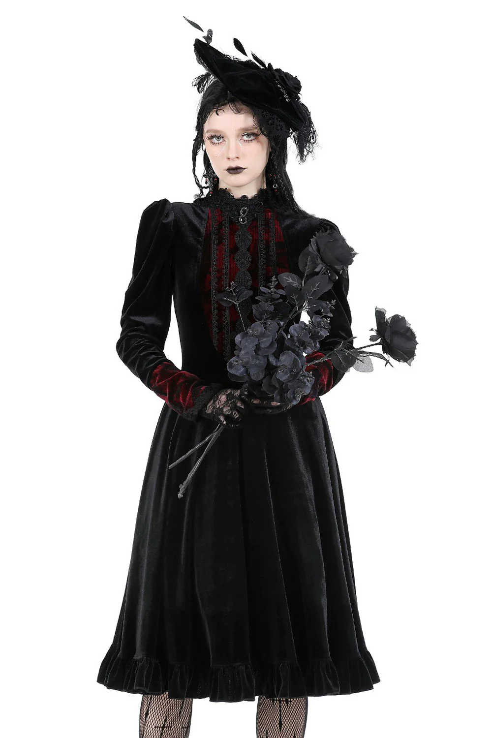 Scarlet Scars Velvet Midi Dress - Image 2