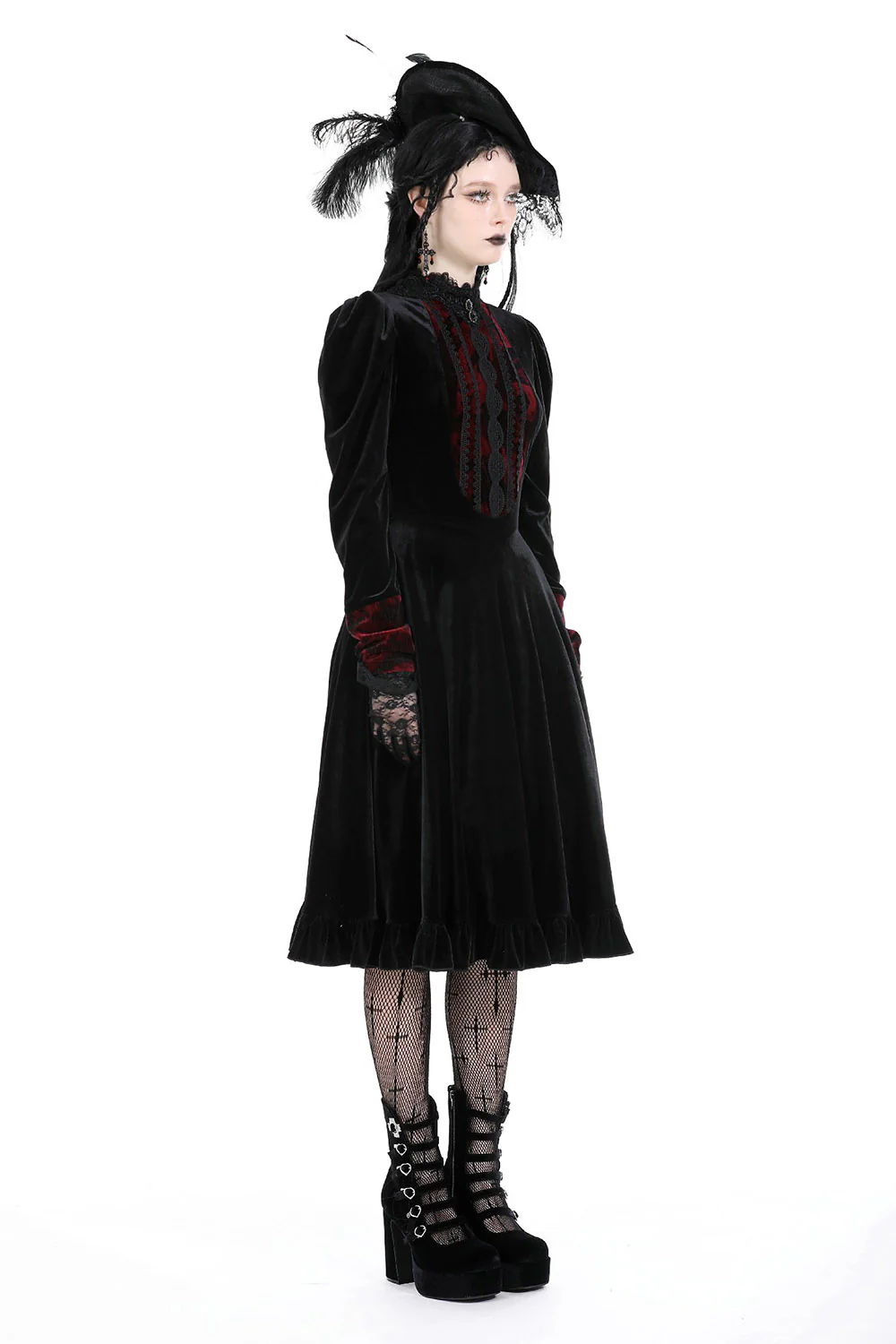 Scarlet Scars Velvet Midi Dress - Image 3