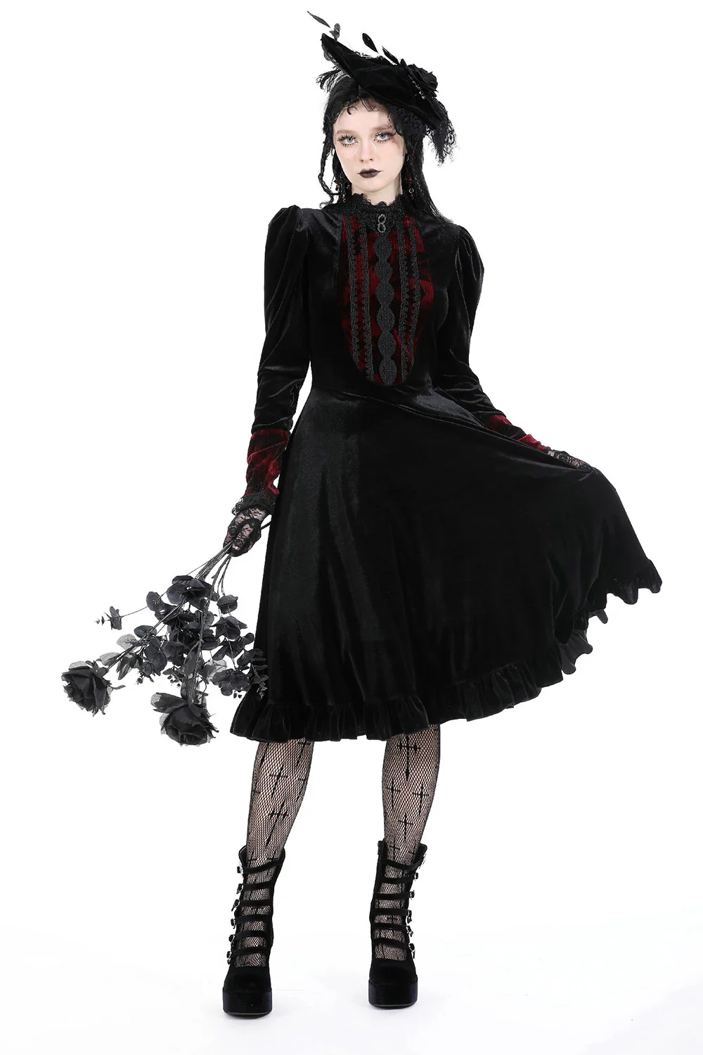 Scarlet Scars Velvet Midi Dress - Image 5