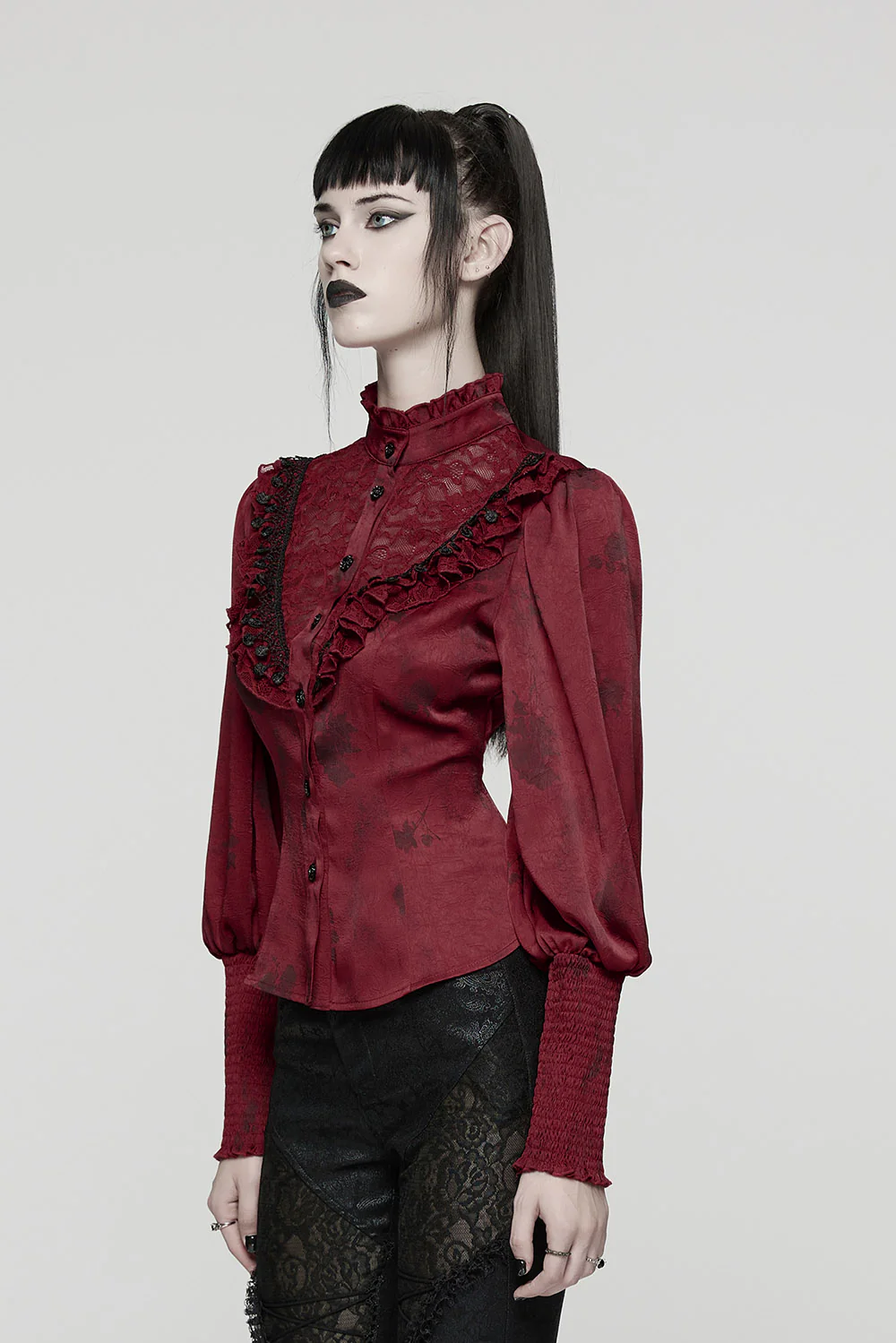 Scarlet Veil Button-Up Blouse [Red] - Image 2