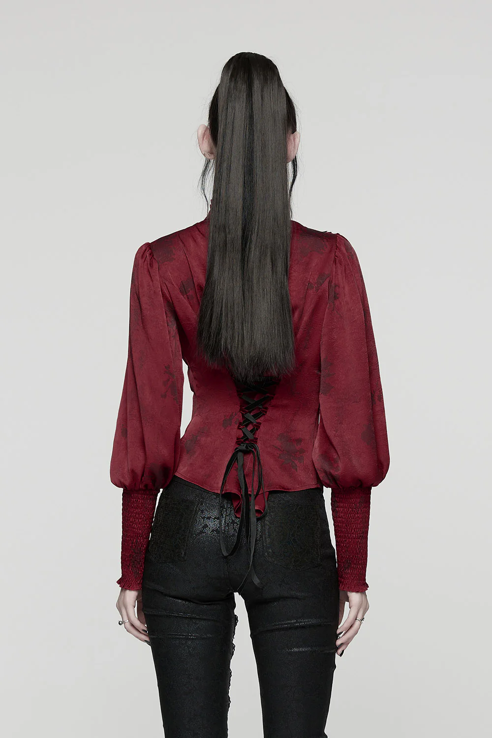 Scarlet Veil Button-Up Blouse [Red] - Image 3