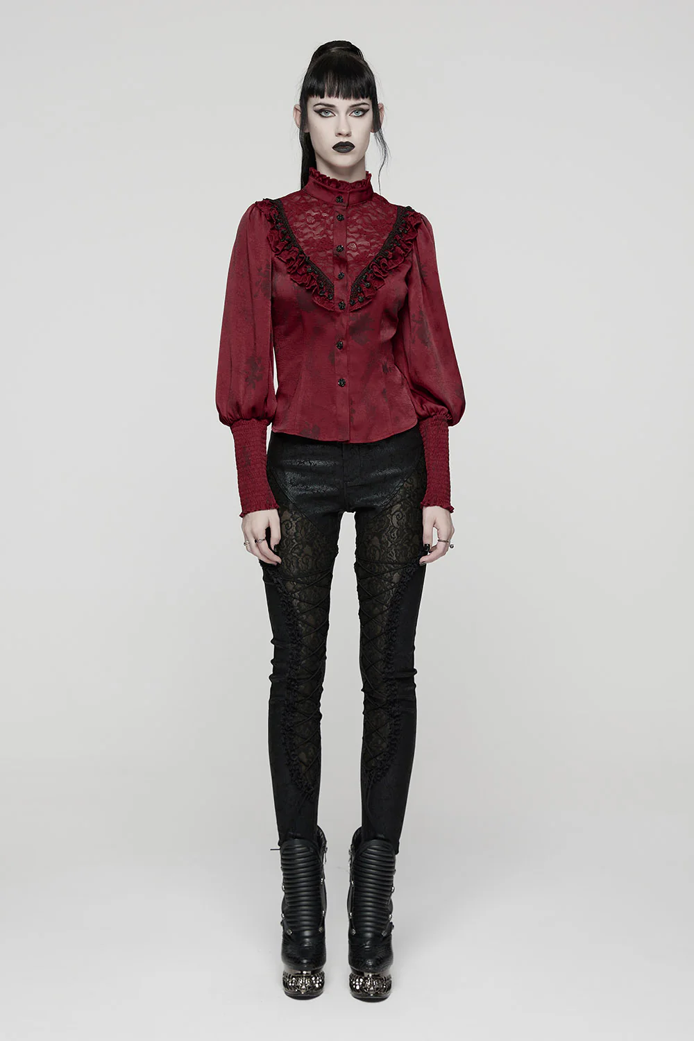 Scarlet Veil Button-Up Blouse [Red] - Image 9