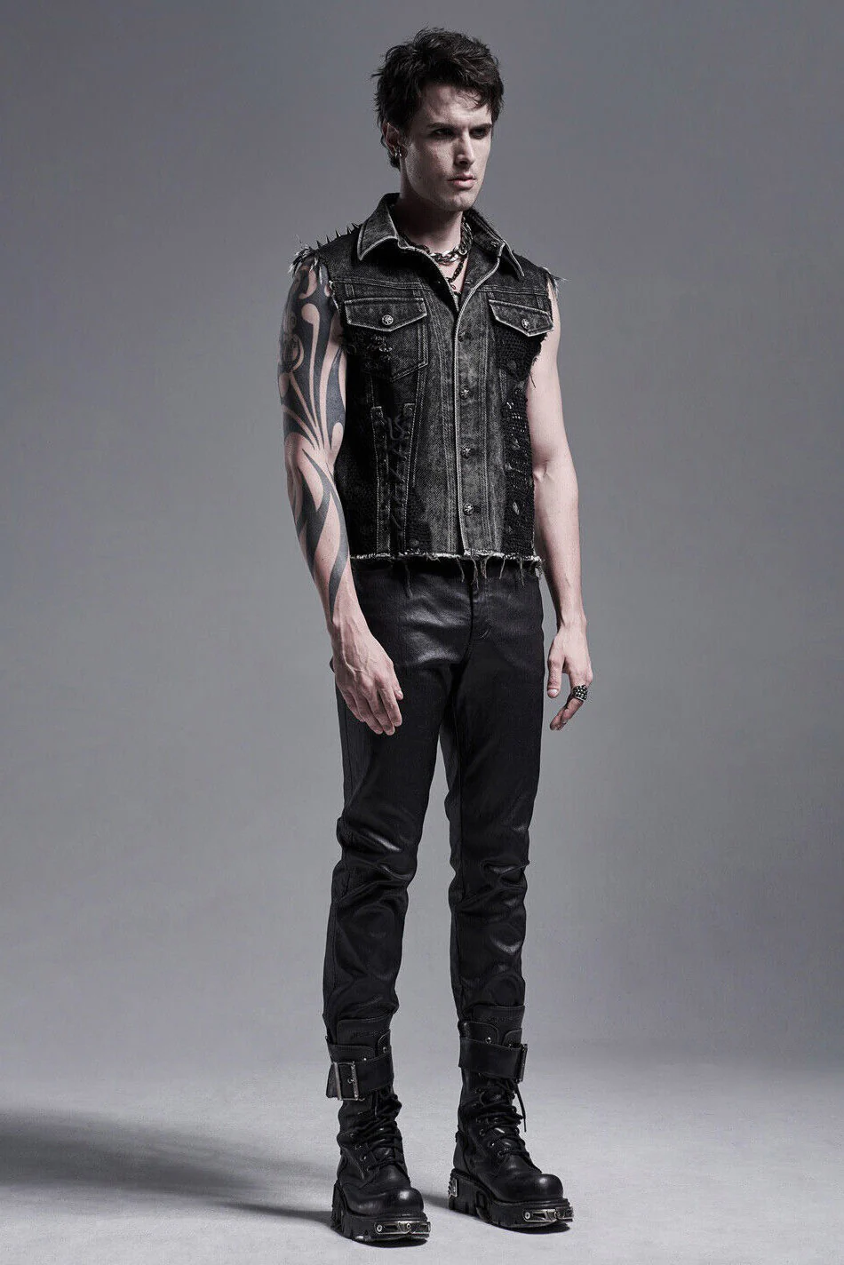 Scavenger Denim Spiked Vest - Image 7