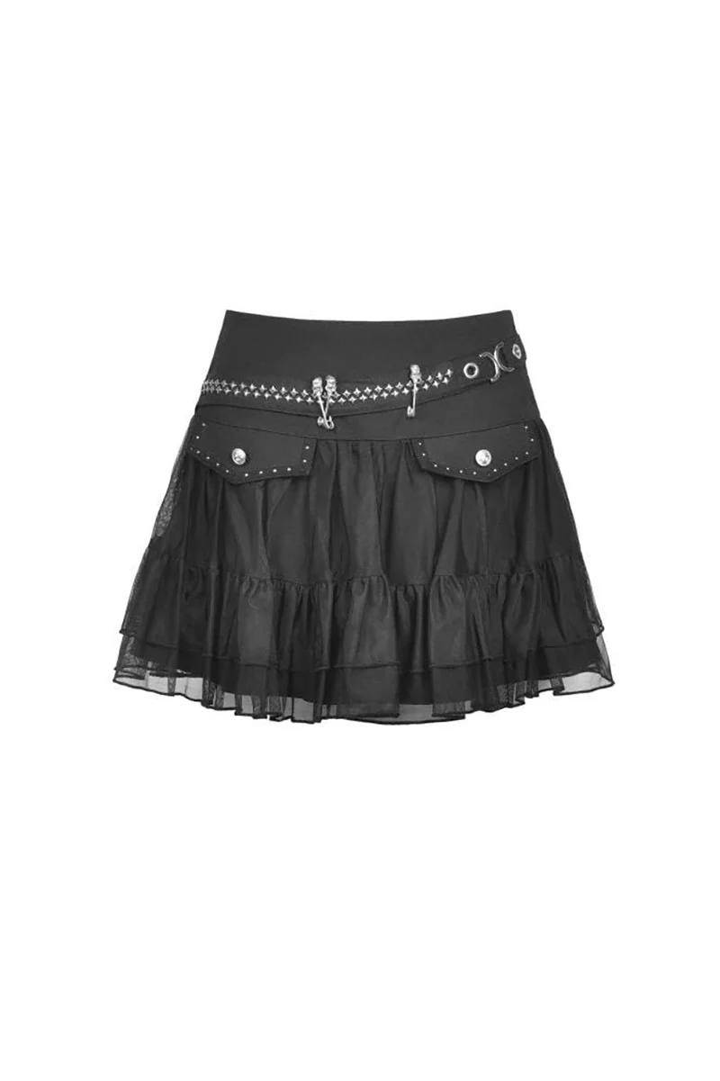 School Skullstice Mesh Mini Skirt - Image 5