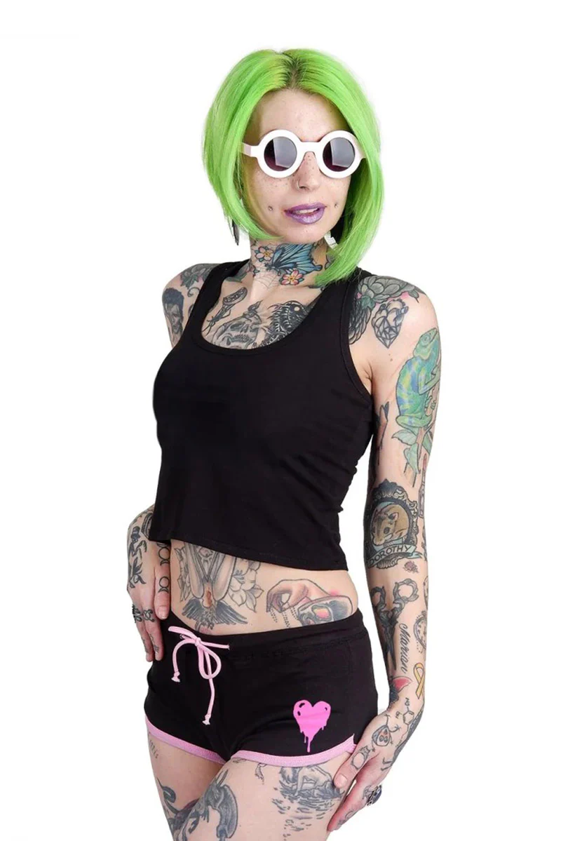 Scream Heart Pink Trim Shorts - Image 3