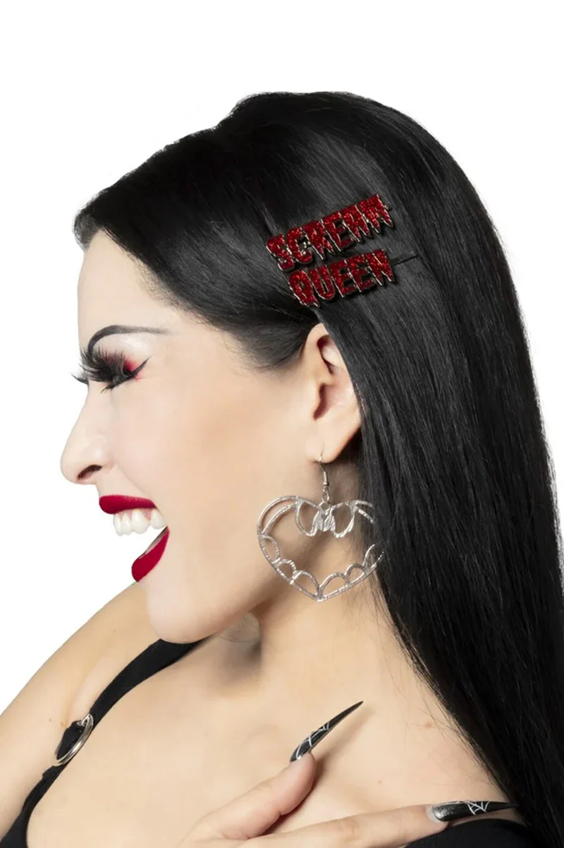 Scream Queen Glitter Text Hair Slides - Image 2