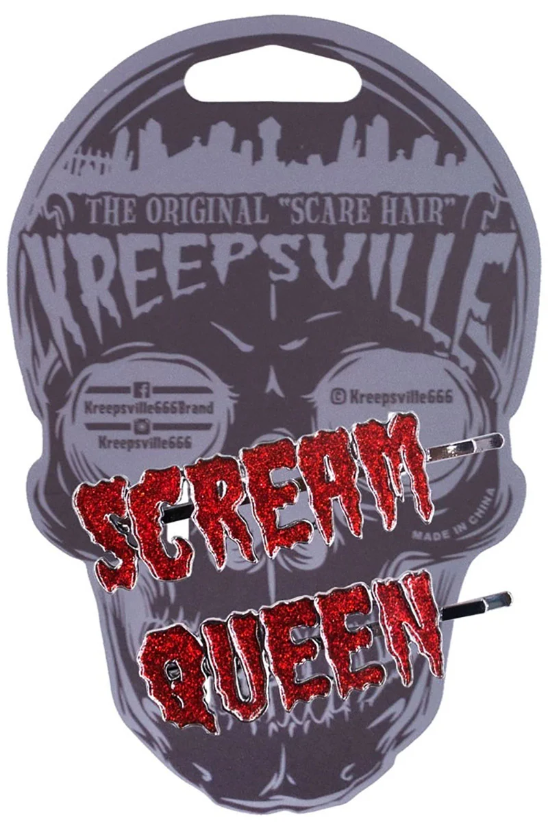 Scream Queen Glitter Text Hair Slides - Image 3